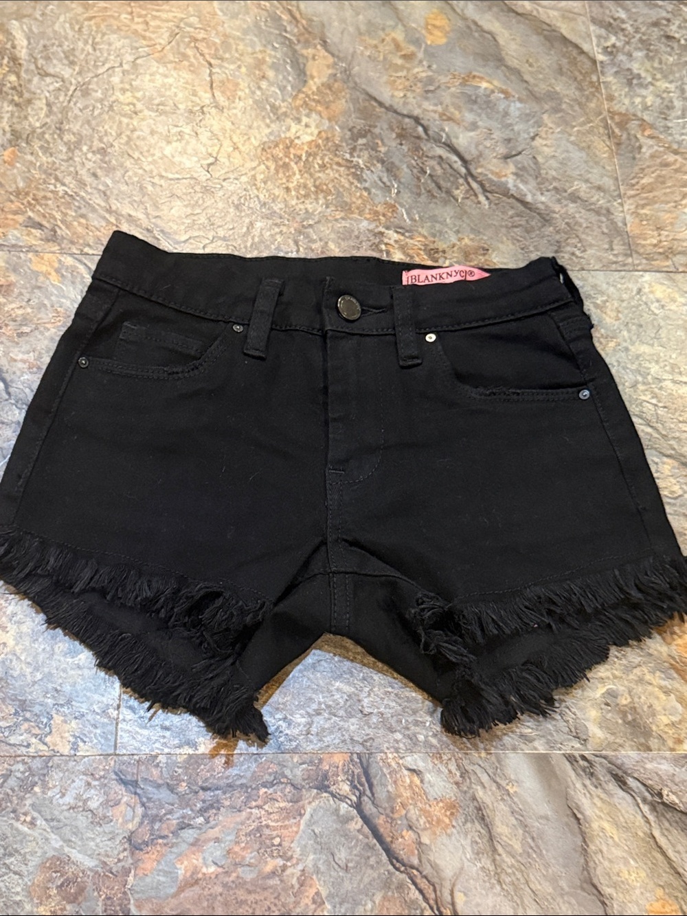 Blank NYC Black Frayed Hem Denim Cutoff Shorts girls size 8